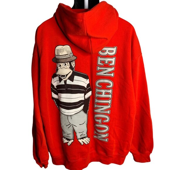 Ben Chingon Pullover Hoodie Sweatshirt 2XL Red Kangaroo Pocket Double Sided - Picture 1 of 8